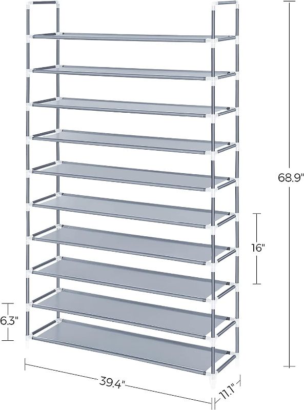 Photo 1 of 10-Tier Shoe Rack, Storage Storage Organizer, Holds up to 50 Pairs, Plastic Frame