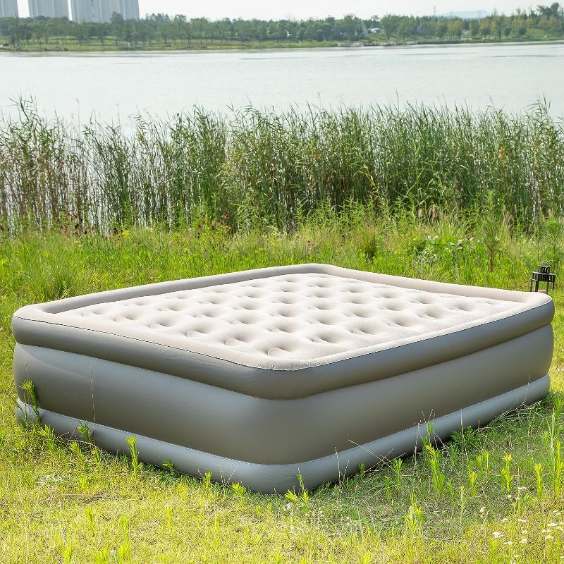 Photo 1 of 
ALPHA CAMP Air Mattress with Built in Pump, Double High Inflatable Airbed Blow Up Mattress with Flocked Top, 18inch Queen Size for Camping Travel Guests.