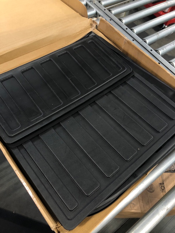 Photo 2 of powoq Fit Tesla Model Y Trunk Mat Cargo Mat Cargo Liner Trunk Liner for 2020 2021 2022 Tesla Model Y 7-Seater Accessories (Rear Cargo Mat with Backrest Mat for 7 Seats Model)