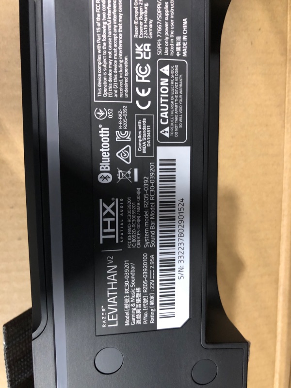 Photo 1 of Razer Leviathan V2: Multi-Driver PC Gaming Soundbar with Subwoofer - THX Spatial Audio - Compact Design - Chroma RGB - Bluetooth 5.2 - for PC, Desktop/Laptop, Smartphones, Tablets & Nintendo Switch