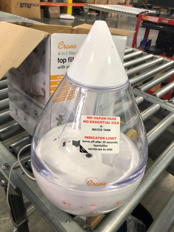 Photo 1 of Crane Drop Humidifier, 1 Gallon, Clear & White