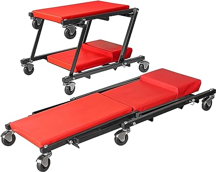 Photo 1 of BIG RED Z-Creeper Seat,36" Foldable Creeper,2-in-1 Garage Shop Creeper for Auto Repair,36" RED,300 Lbs Capacity,with 6 Pcs Wheels,ATR6505R,Torin
