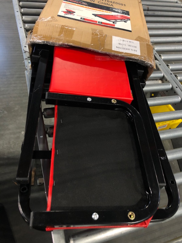 Photo 1 of BIG RED Z-Creeper Seat,36" Foldable Creeper,2-in-1 Garage Shop Creeper for Auto Repair,36" RED,300 Lbs Capacity,with 6 Pcs Wheels,ATR6505R,Torin
