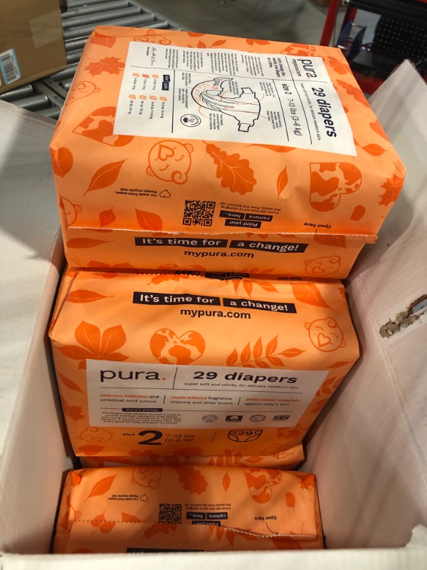 Photo 1 of Pura Size 6 Eco-Friendly Diapers (29+ lbs) Hypoallergenic, Soft Organic Cotton, Sustainable, up to 12 Hours Leak Protection, Allergy UK, Recyclable Paper Packaging, 6 Packs of 18 (108 Diapers) Size 6 (108 Diapers)
