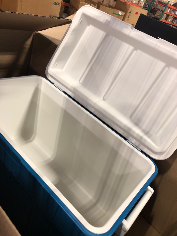 Photo 3 of Coleman Chiller Series 48qt Insulated Portable Cooler, Ice Retention Hard Cooler with Heavy Duty Handles Ocean Blue