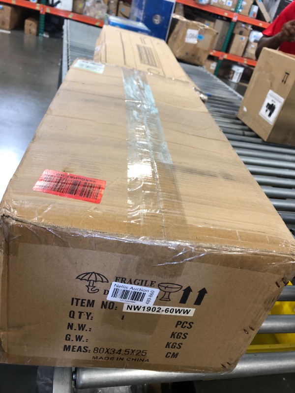 Photo 1 of Swcita Large Ceiling Fans without Light, 60 Inch Modern Ceiling Fan with 3 Wood Blades, Noiseless Reversible DC Motor and Remote, for Outdoor Patios Indoor Bedroom Living Room Farmhouse, White White Body-White Blades