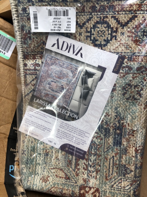 Photo 2 of 6’6” by 2’6” Adiva Rugs Machine Washable Area Rug with Non Slip Backing for Living Room, Bedroom, Bathroom, Kitchen, Printed Persian Vintage Home Decor, Floor Decoration Carpet Mat 