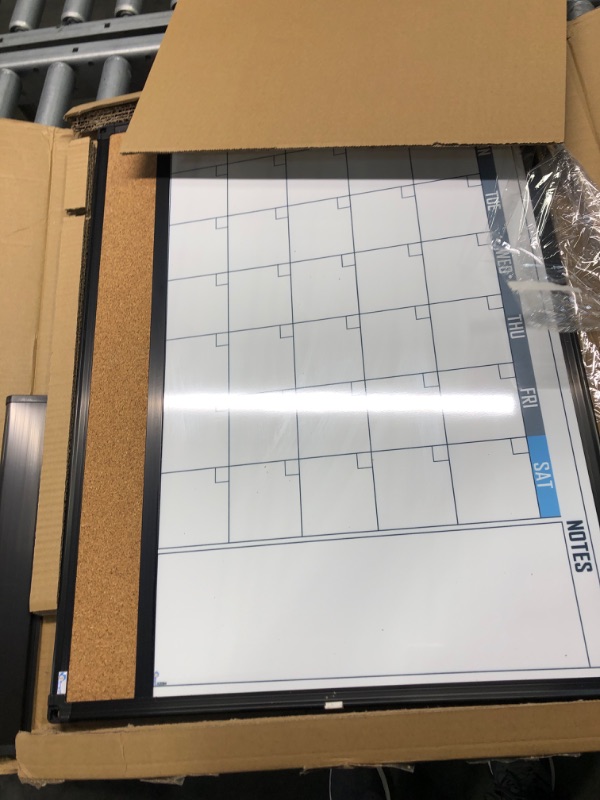 Photo 3 of XBoard Dry Erase Calendar Whiteboard 24 X 18 - Combo White Board Calendar Monthly, Magnetic White Board + Corkboard with Black Aluminum Frame, 10 Colorful Push Pins & Marker Tray Included 24" x 18" Black