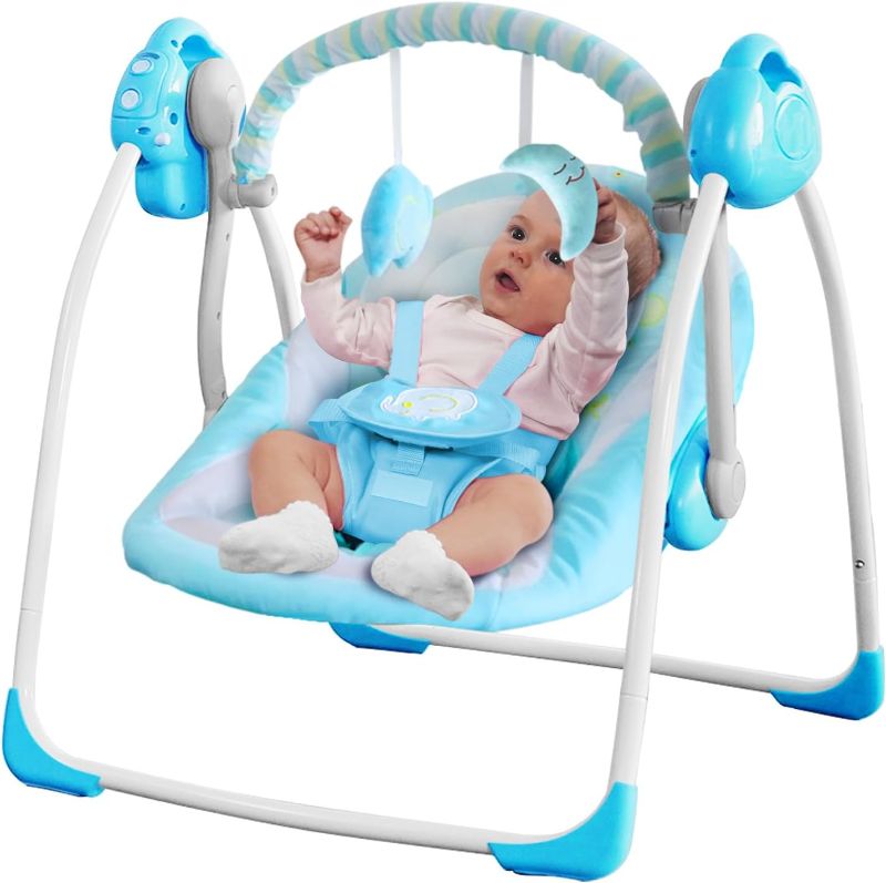 Photo 1 of Baby Swing Electric,Soothing Portable Swing with Intelligent Music Vibration Box,Comfort Swing for Infant Load Resistance: 6-25 lb, Applicable Object: 0-9 Months for Infants.
