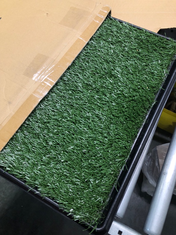 Photo 3 of Artificial Grass Puppy Pee Pad for Dogs and Small Pets - 20x25 Reusable 3-Layer Training Potty Pad with Tray - Dog Housebreaking Supplies by PETMAKER