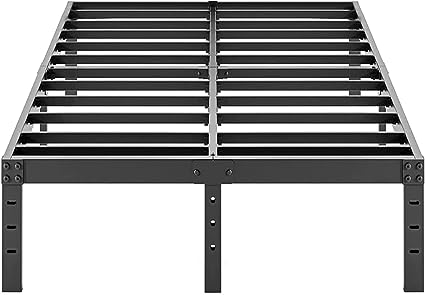 Photo 1 of ALDRICH Metal Bed Frame Queen Size - 16 Inch Tall Black Basic Anti Squeak Steel Slats Platform, Easy Assembly Heavy Duty Noise Free Bedframes, No Box Spring Needed