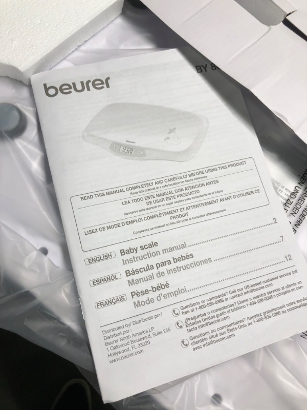 Photo 3 of Beurer BY80 Digital Baby Scale, Infant Scale for Weighing in Pounds, Ounces, or Kilograms up to 44 lbs, Newborn Scale with Hold Function, Pet Scale for Cats and Dogs