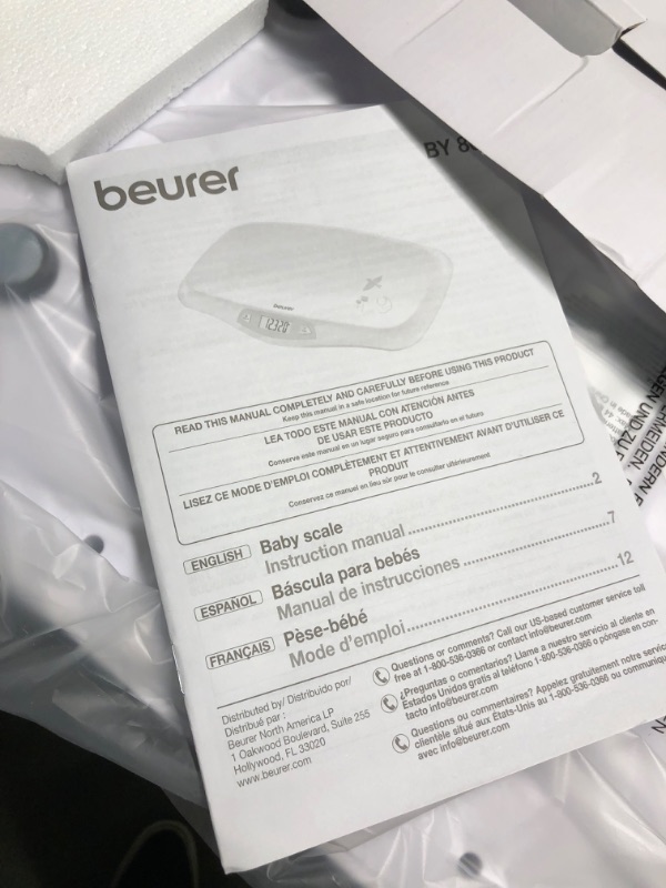 Photo 1 of Beurer BY80 Digital Baby Scale, Infant Scale for Weighing in Pounds, Ounces, or Kilograms up to 44 lbs, Newborn Scale with Hold Function, Pet Scale for Cats and Dogs