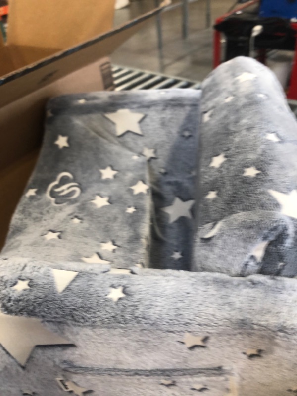 Photo 1 of MeMoreCool Kids Couch, Fold Out Flip Out Kids Sofa Chair with Blanket, Children Convertible Sofa to Lounger Pull Out Couch for Playroom, Foldable Toddler Couch for Girls Boys (Glowing Star)
