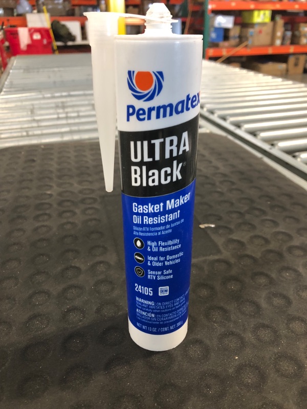 Photo 3 of Permatex 24105 Ultra Black Maximum Oil Resistance RTV Silicone Gasket Maker, 13 oz. 13 oz. Pack of 1