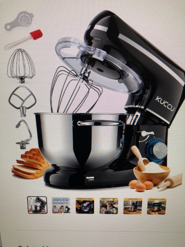 Photo 1 of 6-Speed Tilt-Head Food Dough Mixer Kitchen Electric Mixer with Stainless Steel Bowl Dough Hook Whisk, Beater Egg white separator
