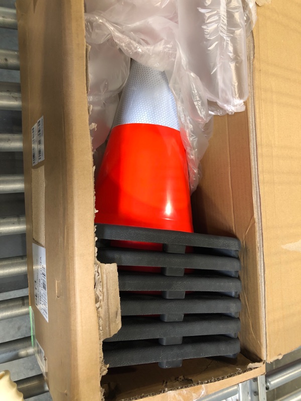 Photo 2 of (6 Pack) BESEA 18" inch Traffic Cones Orange Safety Cones with 6 inch Reflective Collar for Home Driveway Road Parking Use(6 Cones) 18 inch
