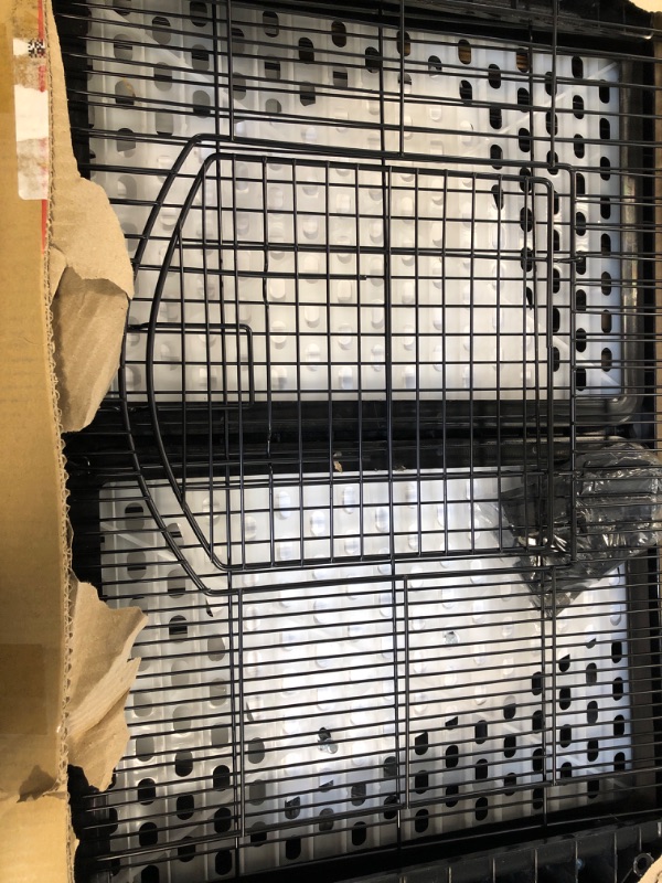 Photo 2 of 26" Rabbit Cage Carry with Pull Out Tray and Caster Size: L25 XW17 XH21 (Black)