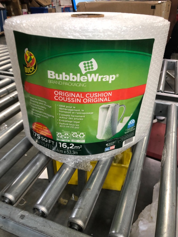 Photo 3 of Duck Brand Bubble Wrap Roll, Original Bubble Cushioning, 12" x 175', Perforated Every 12" (1053440), Clear 12 in. x 175 ft.