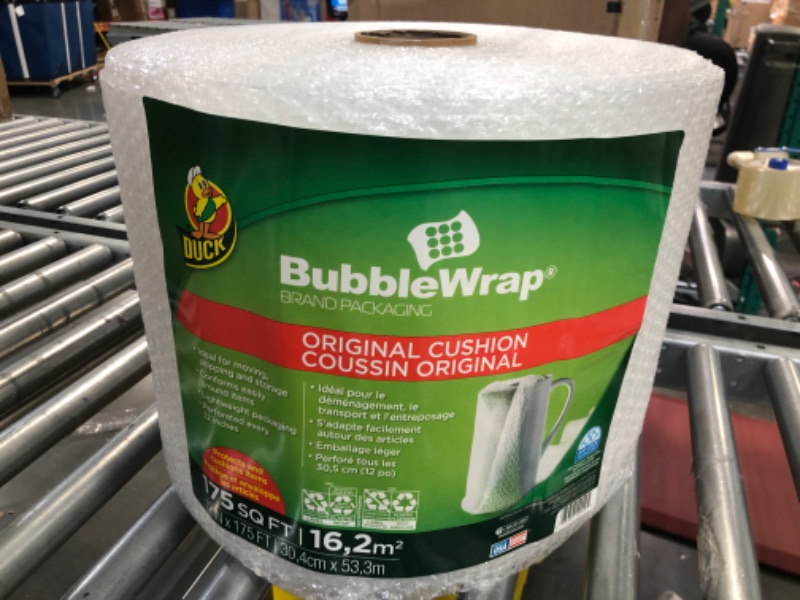 Photo 5 of Duck Brand Bubble Wrap Roll, Original Bubble Cushioning, 12" x 175', Perforated Every 12" (1053440), Clear 12 in. x 175 ft.