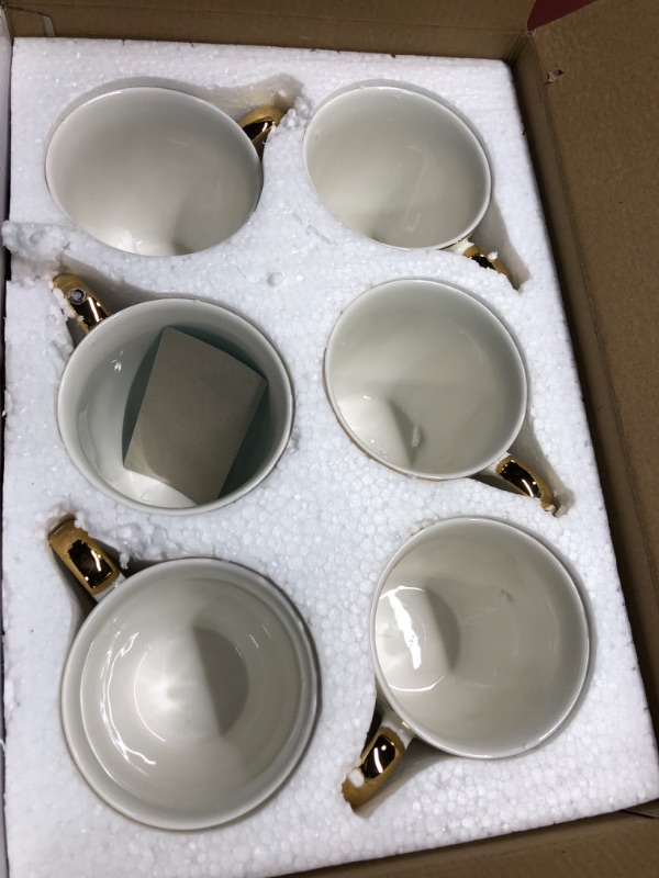 Photo 3 of BTaT- White Coffee Mugs, Set of 6, 12oz, White Porcelain with Gold Trim Coffee Mug Set, Hot Chocolate Mugs, Ceramic Mugs, Large Mugs for Coffee, Set of Mugs, Hot Cocoa Mugs, Mother's Day Gift