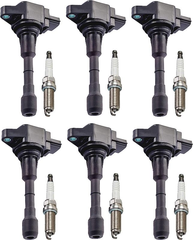 Photo 1 of ENA Set of 6 Iridium Spark Plug and 6 Ignition Coil Pack Compatible with Nissan Infiniti Maxima Murano Pathfinder Quest Altima Q50 QX60 FX35 3.5L V6...
