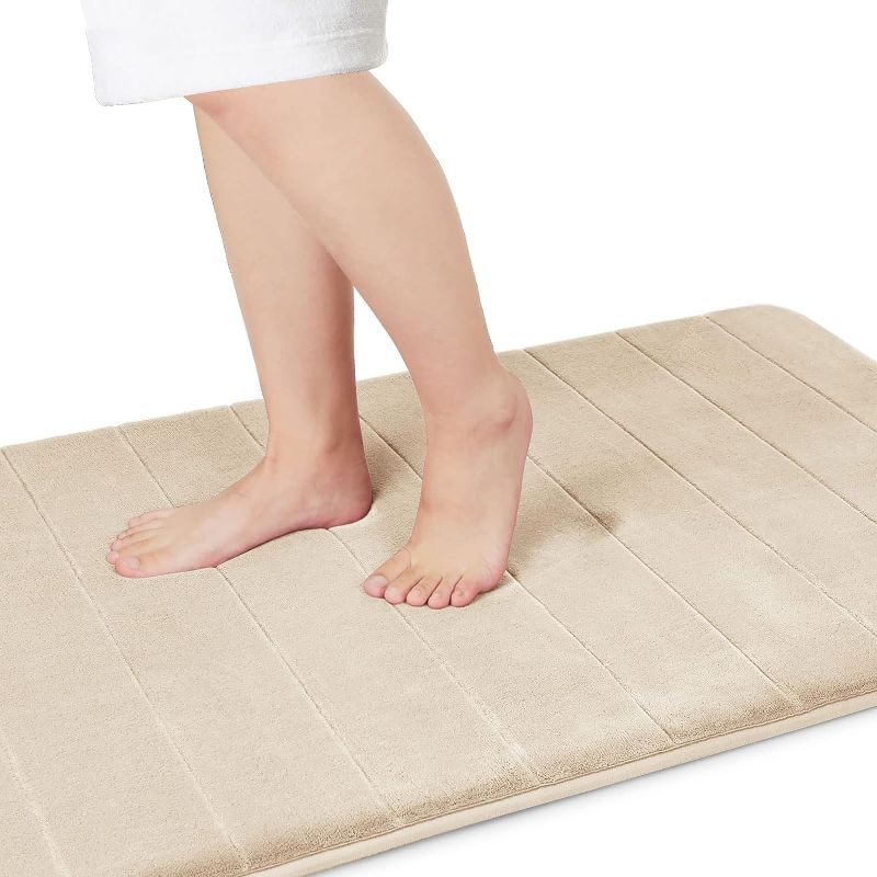 Photo 1 of Yimobra Memory Foam Bath Mat Large Size,70 x 24 Inches, Soft and Comfortable, Super Water Absorption, Non-Slip, Thick, Machine Wash, Easier to Dry for Bathroom Floor Rug, Beige
