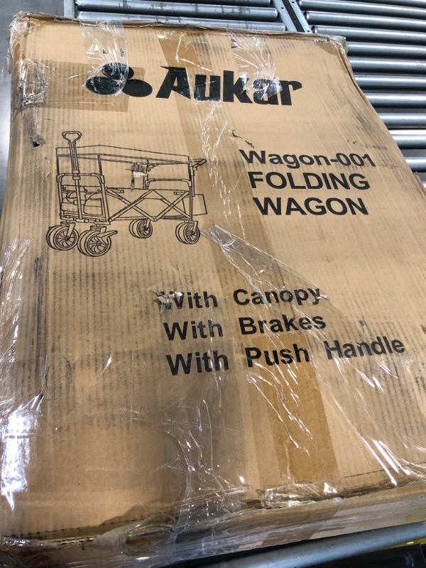 Photo 1 of AUKAR Collapsible Canopy Wagon - Heavy Duty Utility Outdoor Garden Cart - with Adjustable Handles, for Shopping, Picnic, Camping, Sports - Black
