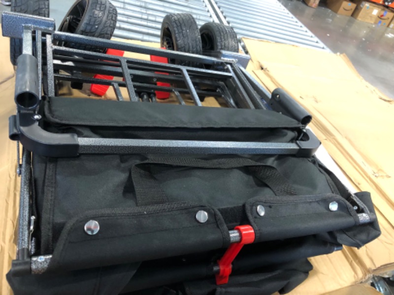 Photo 1 of AUKAR Collapsible Canopy Wagon - Heavy Duty Utility Outdoor Garden Cart - with Adjustable Handles, for Shopping, Picnic, Camping, Sports - Black
