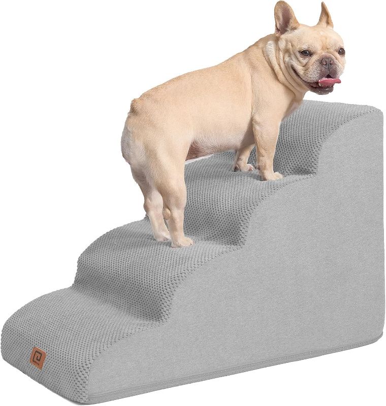 Photo 1 of EHEYCIGA Dog Stairs for High Beds, 4-Step Dog Steps for Small Dogs and Couch, Pet Stairs for Small Dogs and Cats, and High Bed Climbing, Non-Slip Balanced Dog Indoor Step, Light Grey, 2/3/4/5 Steps
