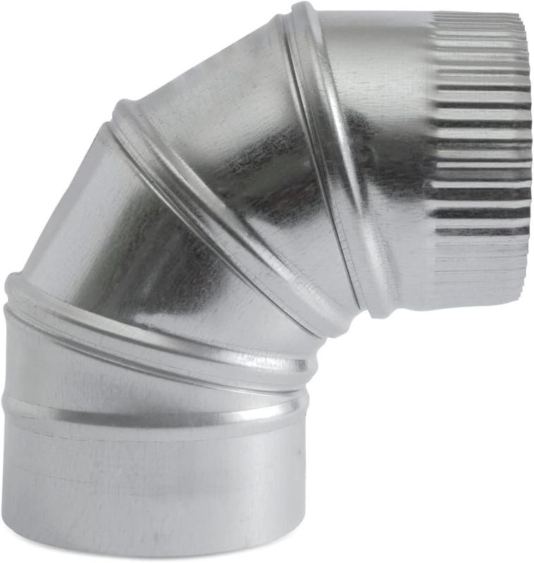Photo 1 of 4" Adjustable Duct Elbow 90 Degree HVAC - 30 Gauge galvanized sheet metal duct connector, for flexible round tube air ventilation & vent pipe ductwork collar piping ducting fitting
