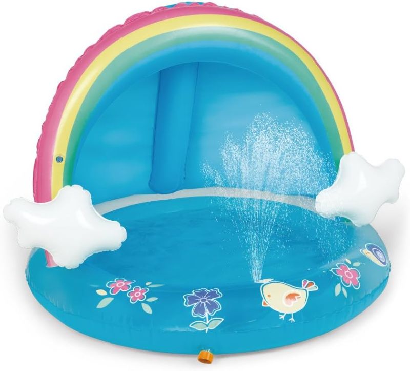 Photo 1 of Baby Pool, Rainbow Splash Pool with Canopy, Spray Pool of 40 Inches, Water Sprinkler for Kids, for Ages 1-3
