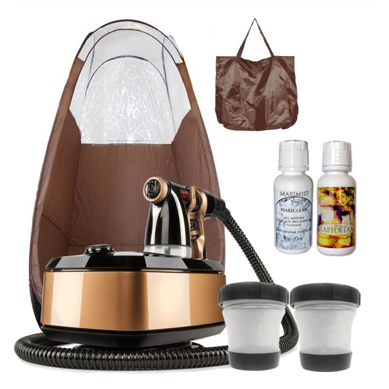 Photo 1 of MaxiMist Allure Xena HVLP Spray Tanning System with Pop Up Tan Tent Brown
