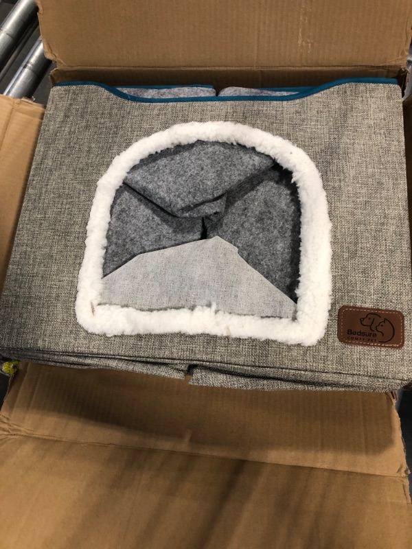 Photo 4 of Bedsure Cat Bed for Indoor Cats -Large Cat Cave for Pet Cat House with Fluffy Ball Hanging and Scratch Pad