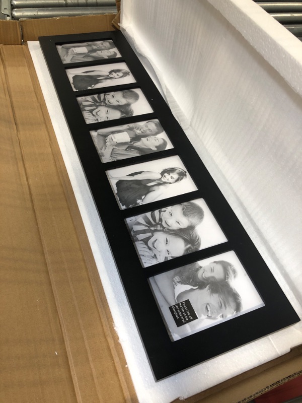 Photo 1 of Adeco 7 Openings Black Collage Wooden Photo Frame, Wood Wall Hanging Collage Picture Frame, Wall Decor Made to display Seven 4 x 6 Inches Images Photo Frame for Family, Living Room, Bedroom 7-Black