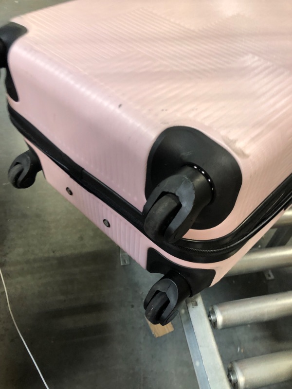 Photo 1 of American Tourister Stratum XLT Expandable Hardside Luggage with Spinner Wheels, Pink Blush, Checked-Medium 24-Inch

