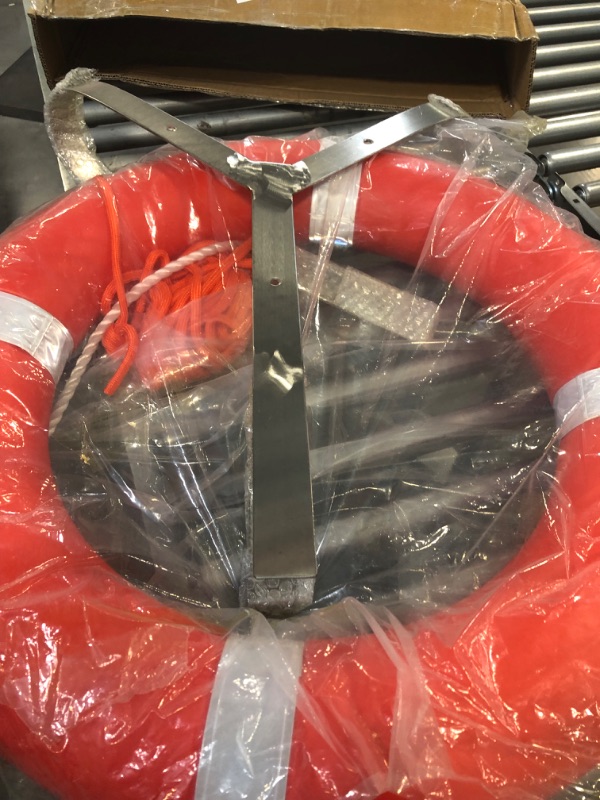 Photo 4 of 23" and 28" Life Ring Boat Safety Throw Ring, Life Ring for Boating Safety, Boat Throw Rings with Reflective Strip, Throw Rings for Boat,Throw Ring with Grab Lines (2 Color) 28" Orange with Ring Buoy Bracket