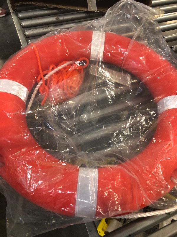Photo 5 of 23" and 28" Life Ring Boat Safety Throw Ring, Life Ring for Boating Safety, Boat Throw Rings with Reflective Strip, Throw Rings for Boat,Throw Ring with Grab Lines (2 Color) 28" Orange with Ring Buoy Bracket