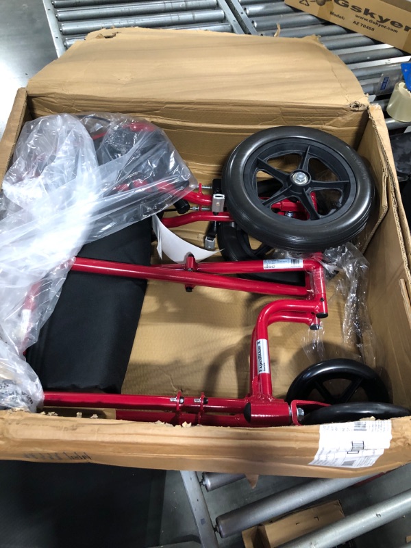 Photo 1 of Drive Medical EXP19LTRD Lightweight Expedition Folding Transport Wheelchair with Hand Brakes, Red