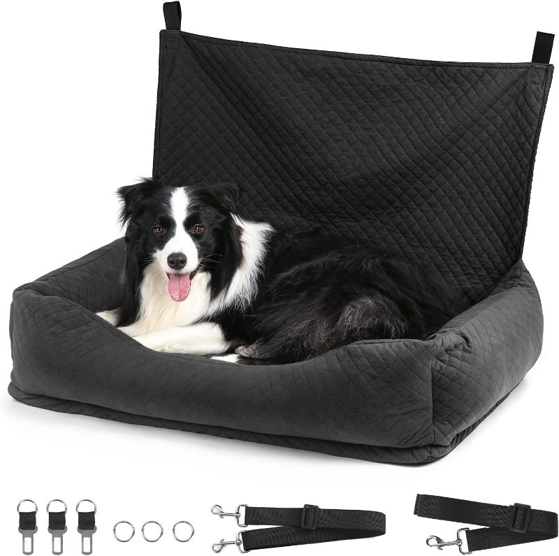 Photo 1 of Bnonya Dog Car Seat, Pet Car Seat for Medium Large Dogs, Safe and Comfortable Dog Car Bed Medium Under 60lbs, Multipurpose Design Washable Dog Car Seat with Non-Slip Base
