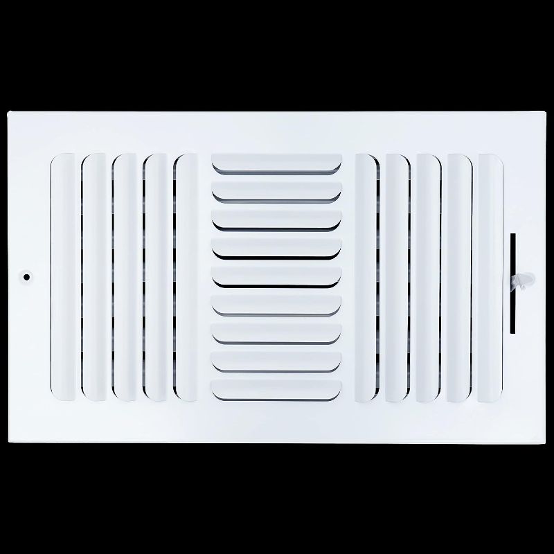 Photo 1 of 14"w X 8"h 3-Way AIR Supply Grille - Vent Cover & Diffuser - Flat Stamped Face - White [Outer Dimensions: 15.75"w X 9.75"h] 14 x 8 - 3Way White