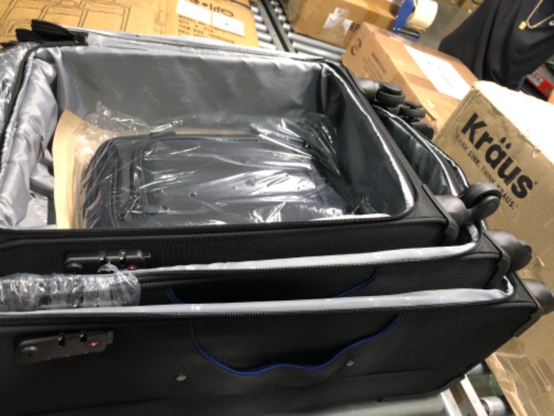 Photo 3 of Coolife Luggage 4 Piece Set Suitcase TSA Lock Spinner Softshell lightweight(black+blue)
