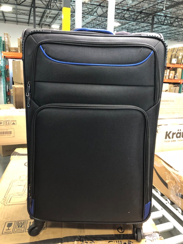 Photo 5 of Coolife Luggage 4 Piece Set Suitcase TSA Lock Spinner Softshell lightweight(black+blue)
