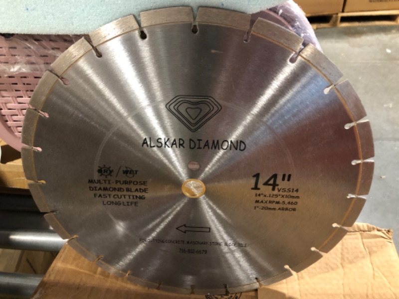 Photo 3 of ALSKAR DIAMOND USA ADLSS 14 inch Dry or Wet Cutting General Purpose Segmented High Speed Diamond Saw Blades for Concrete Stone Brick Masonry (14")