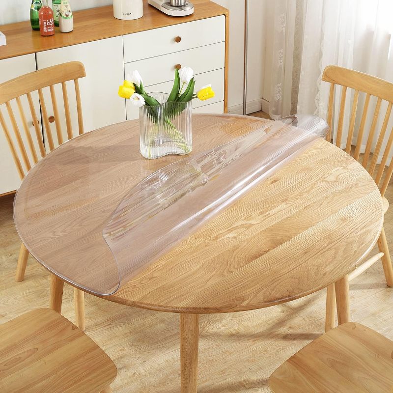 Photo 1 of  Clear Round Table Cover Protector, Clear Round Table Protector, Round Table Pad, Plastic Round Table Top Protector, Round Tablecloth Cover
