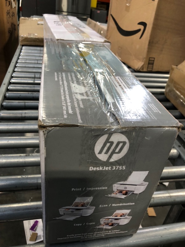 Photo 2 of HP DeskJet 3755 Compact All-in-One Wireless Printer, HP Instant Ink, Works with Alexa - Stone Accent (J9V91A) Stone HP DeskJet 3755