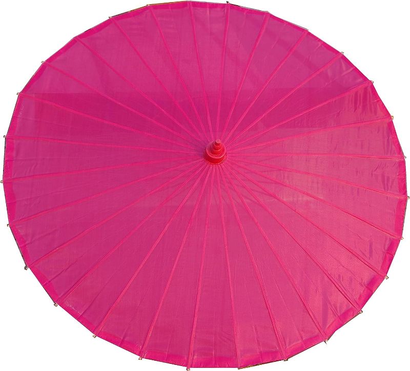 Photo 1 of AEAOA Plain Bamboo Cloth Parasol Umbrella Great for Wedding Party Favor (Hot Pink)
