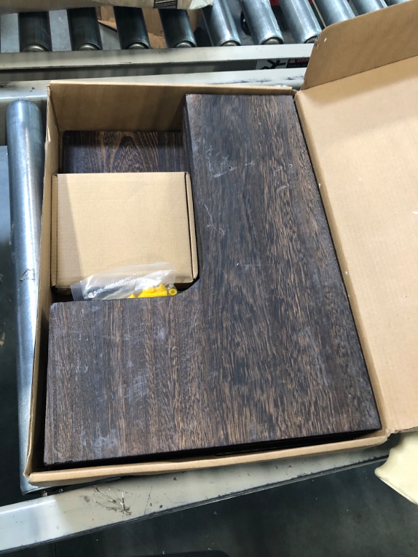 Photo 1 of Fixwal Corner Floating Shelves, Corner Floating Shelves, Rustic Wood Wall Shelves for Bathroom, Kitchen, Bedroom or Living Room (Dark Carbonized Black)