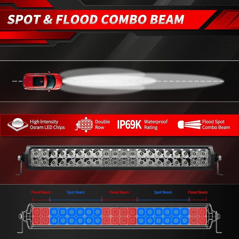 Photo 1 of 4WDKING 20 Inch Double Row LED Light Bar + Wiring Hrness with DT Conector, Plug and Play