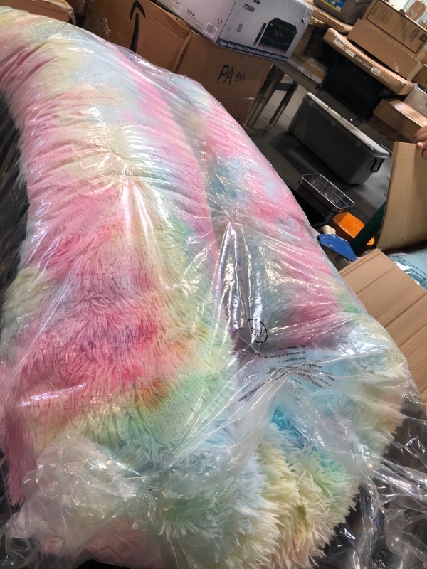Photo 1 of Western Home Faux Fur Dog Bed & Cat Bed, Original Calming Dog Bed for Small Medium Large Pets, Anti Anxiety Donut Cuddler Round Warm Washable Cat Bed for Indoor Cats(36", Rainbow